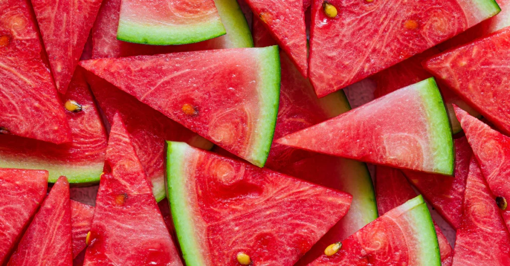 Sweetest watermelon variety, ripe red watermelon slices